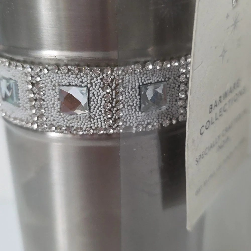 Barware Collection Stainless Cocktail Shaker with Decorative Rhinestone, NWT
